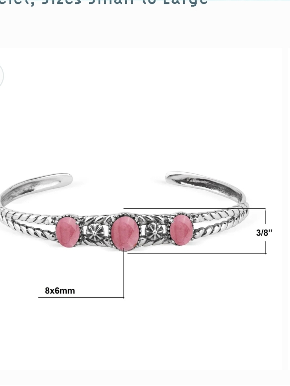 Carolyn Pollack Relios Sterling Silver Cuff Bracelet With Rhodonite Gemstones - Picture 11 of 11